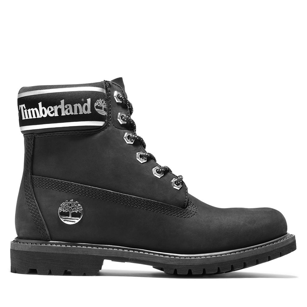 Timberland Womens 6-Inch Boots Premium Waterproof - Black/White - India SG2360847